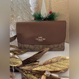 Coach Brown and Tan Signature Wallet